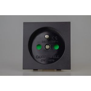 DSE4FB Varilight DataGrid+ 16A Euro Socket Pin Earth Module in Black. Use with Varilight DataGrid Plates