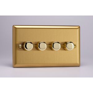 HB44 Varilight V-Dim Series 4 Gang 40-250 Watt Dimmer Classic Brushed Brass Effect