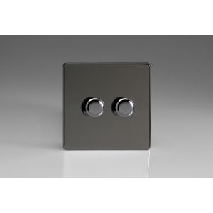 HDI2S [WDI2S + 2x MTR250] Varilight V-Dim Series 2 Gang, 1 Way Only, 40-250 Watt Dimmer Screwless Iridium Black (Gloss) Effect Finish