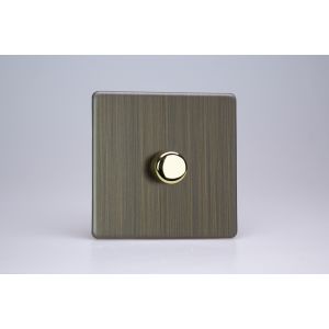 HDY0S.AB Varilight non-dimming 'Dummy' Series switch 1 Gang 0-1000 Watt Urban Screwless Antique (Brushed) Brass Finish