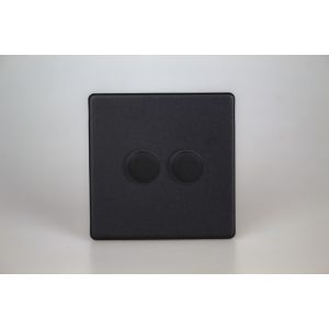 HDY2S.MB [WDY2S.MB + 2x MTR250] Varilight V-Dim Series 2 Gang, 1 Way Only, 40-250 Watt Dimmer Urban Screwless Matt Black Finish