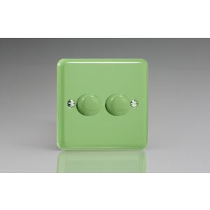 HY2.BG [WY2.BG + 2x MTR250] Varilight V-Dim Series 2 Gang 1 Way Only 40-250 Watt Dimmer Lily Beryl Green