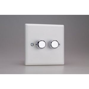 HY2.CW Varilight V-Dim Series 2 Gang, 1 Way Only, 40-250 Watt Dimmer Urban Powder Coated Chalk White Finish