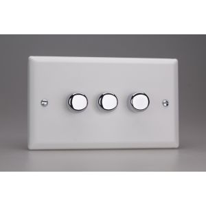 HY23.CW Varilight V-Dim Series 3 Gang, 1 Way Only, 40-250 Watt Dimmer Urban Powder Coated Chalk White Finish