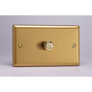 IBDP1001 Varilight V-Plus Series 1 Gang 200-1000 Watt/VA Dimmer Classic Brushed Brass Effect Double Plate