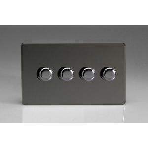 IDIDP304S [WDID4S + 4x MIP302] Varilight V-Plus Series 4 Gang 40-300 Watt/VA Dimmer Screwless Iridium Black (Gloss) Effect Finish