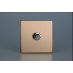 IDYP1001S.BC [WDY1S.BC + MIP1000] Varilight V-Plus Series 1 Gang 200-1000 Watt/VA Dimmer Urban Screwless Brushed Copper Finish