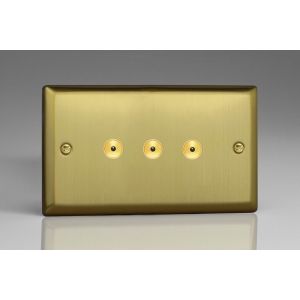 IJBI103-SP Varilight V-Pro IR Series 3 Gang 0-100 Watts Master Trailing Edge LED Dimmer Classic Brushed Brass Effect