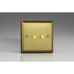 IJBS002 Varilight V-Pro IR Series 2 Gang Slave Unit for use with V-Pro IR Master Dimmers Classic Brushed Brass Effect