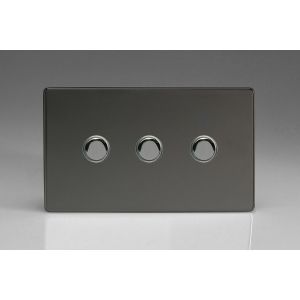 IJDIS003S-SP Varilight V-Pro IR Series 3 Gang Slave Unit for use with V-Pro IR Master Dimmers Screwless Iridium Black (Gloss) Effect Finish