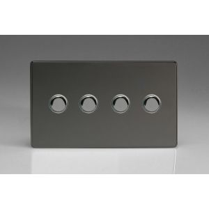 IJDIS004S-SP Varilight V-Pro IR Series 4 Gang Slave Unit for use with V-Pro IR Master Dimmers Screwless Iridium Black (Gloss) Effect Finish