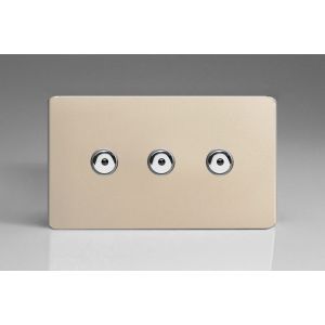 IJDNI103S-SP Varilight V-Pro IR Series 3 Gang 0-100 Watts Master Trailing Edge LED Dimmer Screwless Satin Chrome Effect Finish