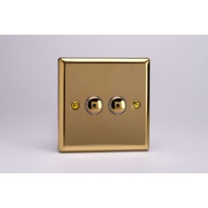 IJVI102 Varilight V-Pro IR Series 2 Gang 0-100 Watts Master Trailing Edge LED Dimmer Classic Victorian Polished Brass Coated