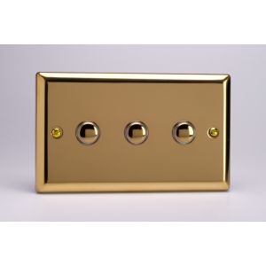 IJVS003-SP Varilight V-Pro IR Series 3 Gang Slave Unit for use with V-Pro IR Master Dimmers Classic Victorian Polished Brass Coated