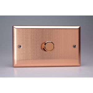 IYDP1001.BC Varilight V-Plus Series 1 Gang 200-1000 Watt/VA Dimmer Urban Brushed Copper Effect On a Double Plate