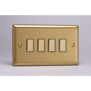 JBES004 Varilight V-Pro Multi Point Tactile Touch Supplementary Controller Series 4 Gang Unit for use with V-Pro Multi Point Remote Master Dimmers Classic Brushed Brass Effect