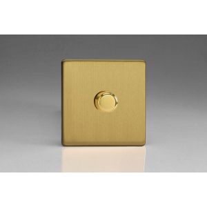 JDBM101S Varilight V-Pro Smart Series Master Dimmer (non WIFI) 1 Gang 0-120W Trailing Edge LED Screwless Brushed Brass Effect Fnish