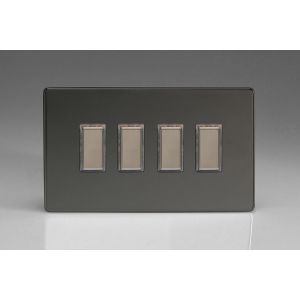 JDIES004S Varilight V-Pro Multi Point Tactile Touch Supplementary Controller (MP Supplementary Controller) Series 4 Gang Unit for use with V-Pro Multi Point Remote Master Dimmers Screwless Iridium Black (Gloss) Effect Finish