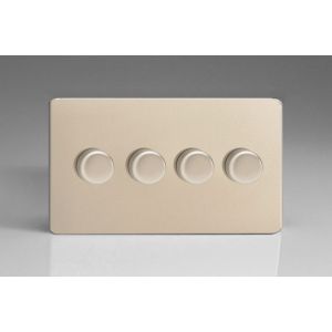 JDNDM104S Varilight V-Pro Smart Series Master Dimmer (non WIFI) 4 Gang 0-120W Trailing Edge LED Screwless Satin Chrome Effect Finish