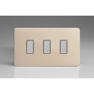 JDNES003S Varilight V-Pro Multi Point Tactile Touch Supplementary Controller (MP Supplementary Controller) Series 3 Gang Unit for use with V-Pro Multi Point Remote Master Dimmers Screwless Satin Chrome Effect Finish