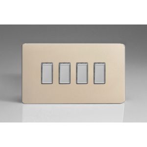 JDNES004S Varilight V-Pro Multi Point Tactile Touch Supplementary Controller (MP Supplementary Controller) Series 4 Gang Unit for use with V-Pro Multi Point Remote Master Dimmers Screwless Satin Chrome Effect Finish