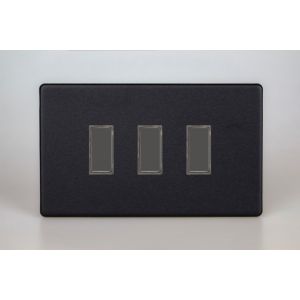 JDYES003S.MB [XDYPGY3S.MB + 3x GJESI] Varilight V-Pro Multi Point Tactile Touch Supplementary Controller (MP Supplementary Controller) Series 3 Gang Unit for use with V-Pro Multi Point Remote Master Dimmers Urban Screwless Matt Black Finish