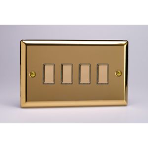 JVES004 Varilight V-Pro Multi Point Tactile Touch Supplementary Controller (MP Supplementary Controller) Series 4 Gang Unit for use with V-Pro Multi Point Remote Master Dimmers Classic Victorian Polished Brass Coated