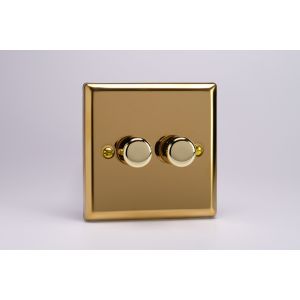 JVS2 Varilight V-Pro Smart Series 2 Gang Companion Controller (For Both Supla WiFi and Non-WiFi) use only with a Smart Master to create Multi-Way Dimming, Classic Victorian Polished Brass Coated