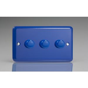 JYDS3.RB [WYD3.RB + 3x MJS] Varilight V-Pro Smart Series 3 Gang Companion Controller (For Both Supla WiFi and Non-WiFi) use only with a Smart Master to create Multi-Way Dimming, Lily Reflex Blue