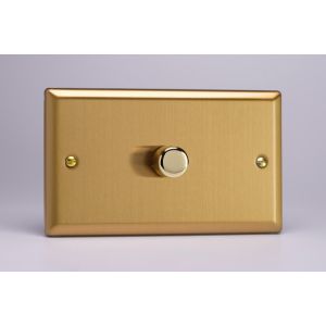 KBDP601 Varilight V-Com Series 1 Gang 40-600 Watt Leading Edge LED Dimmer Classic Brushed Brass Effect