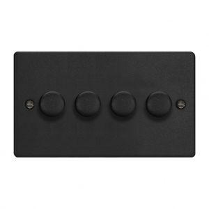 KDEDP184.MB [WDED4.MB + 4x MKP180] Varilight V-Com Series 4 Gang 15-180 Watt Leading Edge LED Dimmer Essential Matt Black Finish