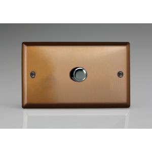 KYDP601.BZ [WYD1.BZ + MKP600] Varilight V-Com Series 1 Gang 40-600 Watt Leading Edge LED Dimmer Urban Brushed Bronze Effect