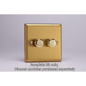 WB2 Varilight Matrix 2-Gang Single Plate Unpopulated Dimmer Kit. Classic Brushed Brass Effect Finish