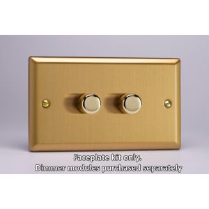 WBD2 Varilight Matrix 2-Gang Double Plate Unpopulated Dimmer Kit. Classic Brushed Brass Effect Finish