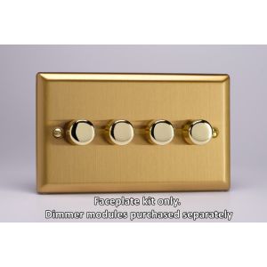 WBD4 Varilight Matrix 4-Gang Double Plate Unpopulated Dimmer Kit. Classic Brushed Brass Effect Finish