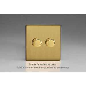 WDB2S Varilight Matrix 2-Gang Single Plate Unpopulated Dimmer Kit. Screwless Brushed Brass Effect Finish