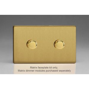 WDBD2S Varilight Matrix 2-Gang Double Plate Unpopulated Dimmer Kit. Screwless Brushed Brass Effect Finish