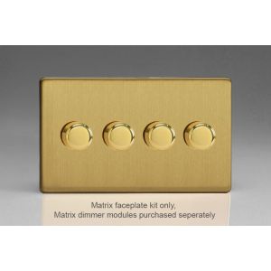 WDBD4S Varilight Matrix 4-Gang Double Plate Unpopulated Dimmer Kit. Screwless Brushed Brass Effect Finish