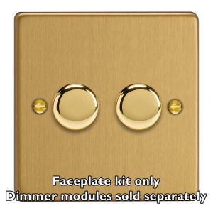 WDE2.BB Varilight Matrix 2-Gang Single Plate Unpopulated Dimmer Kit. Essential Brushed Brass Finish