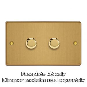 WDED2.BB Varilight Matrix 2-Gang Double Plate Unpopulated Dimmer Kit. Essential Brushed Brass Finish