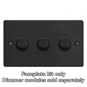 WDED3.MB Varilight Matrix 3-Gang Double Plate Unpopulated Dimmer Kit. Essential Matt Black Finish