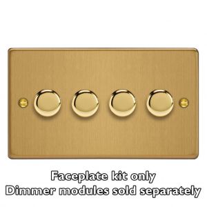 WDED4.BB Varilight Matrix 4-Gang Double Plate Unpopulated Dimmer Kit. Essential Brushed Brass Finish