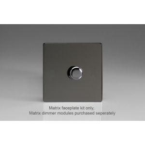 WDI1S Varilight Matrix 1-Gang Single Plate Unpopulated Dimmer Kit. Screwless Iridium Black (Gloss) Effect Finish