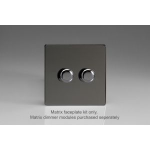 WDI2S Varilight Matrix 2-Gang Single Plate Unpopulated Dimmer Kit. Screwless Iridium Black (Gloss) Effect Finish