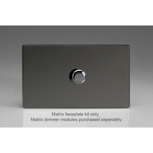 WDID1S Varilight Matrix 1-Gang Double Plate Unpopulated Dimmer Kit. Screwless Iridium Black (Gloss) Effect Finish