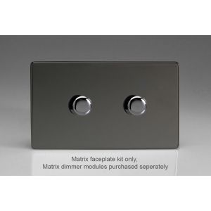 WDID2S Varilight Matrix 2-Gang Double Plate Unpopulated Dimmer Kit. Screwless Iridium Black (Gloss) Effect Finish