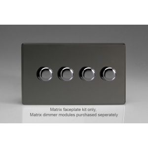 WDID4S Varilight Matrix 4-Gang Double Plate Unpopulated Dimmer Kit. Screwless Iridium Black (Gloss) Effect Finish