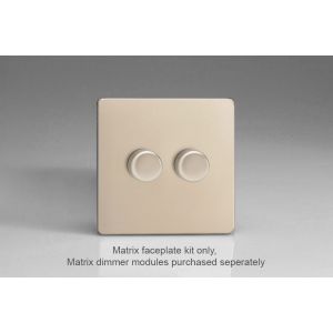 WDN2S Varilight Matrix 2-Gang Single Plate Unpopulated Dimmer Kit. Screwless Satin Chrome Effect Finish