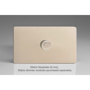 WDND1S Varilight Matrix 1-Gang Double Plate Unpopulated Dimmer Kit. Screwless Satin Chrome Effect Finish