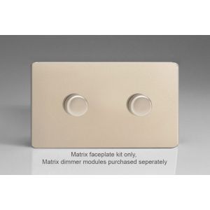 WDND2S Varilight Matrix 2-Gang Double Plate Unpopulated Dimmer Kit. Screwless Satin Chrome Effect Finish